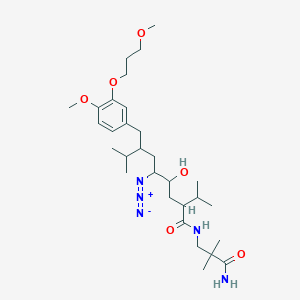 molecular formula C30H51N5O6 B12109972 Benzeneoctanamide, N-(3-amino-2,2-dimethyl-3-oxopropyl)-delta-azido-gamma-hydroxy-4-methoxy-3-(3-methoxypropoxy)-alpha, zeta-bis(1-methylethyl)-, (alphaS, gammaS, deltaS, zetaS)- 