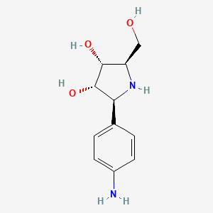 molecular formula C11H16N2O3 B1211000 (2S,3S,4R,5R)-2-(4-aminophenyl)-5-hydroxymethylpyrrolidine-3,4-diol 