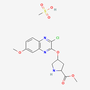 molecular formula C16H20ClN3O7S B12110081 methyl (2S,4R)-4-((3-chloro-7-methoxyquinoxalin-2-yl)oxy)-2-(methoxycarbonyl)pyrrolidinium methanesulfonate 