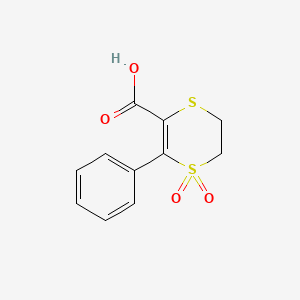 molecular formula C11H10O4S2 B12110169 1,4-Dithiin-2-carboxylic acid, 5,6-dihydro-3-phenyl-, 4,4-dioxide CAS No. 1082893-10-4