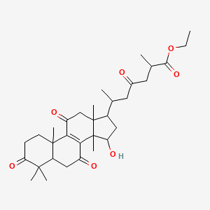 molecular formula C32H46O7 B12110199 Ethyl 6-(15-hydroxy-4,4,10,13,14-pentamethyl-3,7,11-trioxo-1,2,5,6,12,15,16,17-octahydrocyclopenta[a]phenanthren-17-yl)-2-methyl-4-oxoheptanoate 
