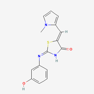 molecular formula C15H13N3O2S B12110217 (5Z)-2-[(3-hydroxyphenyl)amino]-5-[(1-methyl-1H-pyrrol-2-yl)methylidene]-1,3-thiazol-4(5H)-one 