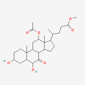 molecular formula C27H42O7 B12110237 Methyl 4-(12-acetyloxy-3,6-dihydroxy-10,13-dimethyl-7-oxo-1,2,3,4,5,6,8,9,11,12,14,15,16,17-tetradecahydrocyclopenta[a]phenanthren-17-yl)pentanoate 