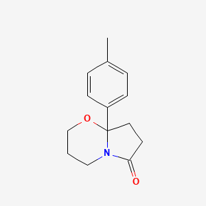 molecular formula C14H17NO2 B12110299 8a-(p-Tolyl)-3,4,6,7,8,8a-hexahydro-2H-pyrrolo(2,1-b)(1,3)oxazin-6-one CAS No. 7088-17-7