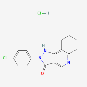 molecular formula C16H15Cl2N3O B1211040 2-(4-Chlorophenyl)-2,3,6,7,8,9-hexahydropyrazolo(4,3-c)quinolin-3(5H)-one hcl CAS No. 102200-24-8