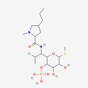 molecular formula C18H34ClN2O8PS B12110469 [2-[2-Chloro-1-[(1-methyl-4-propylpyrrolidine-2-carbonyl)amino]propyl]-4,5-dihydroxy-6-methylsulfanyloxan-3-yl] dihydrogen phosphate 