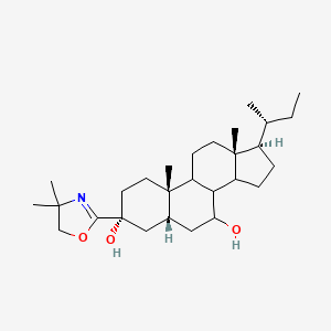 molecular formula C28H47NO3 B1211053 (3R,5R,7S,10S,13R,17R)-17-[(2R)-butan-2-yl]-3-(4,4-dimethyl-5H-1,3-oxazol-2-yl)-10,13-dimethyl-1,2,4,5,6,7,8,9,11,12,14,15,16,17-tetradecahydrocyclopenta[a]phenanthrene-3,7-diol CAS No. 80724-93-2