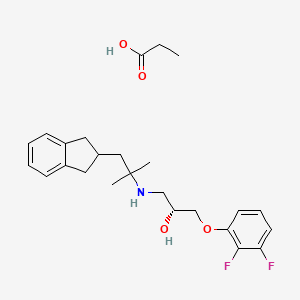 molecular formula C25H33F2NO4 B12110635 3-[(2R)-3-[[2-(2,3-Dihydro-1H-inden-2-YL)-1,1-dimethyl-ethyl]amino]-2-hydroxypropoxy]-4,5-difluoro-benzene propanoic acid 