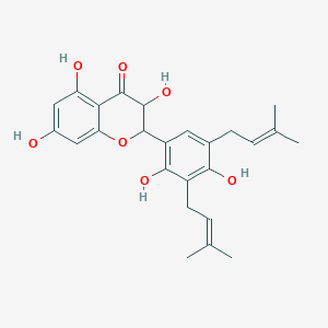 molecular formula C25H28O7 B12110677 2-[2,4-Dihydroxy-3,5-bis(3-methylbut-2-enyl)phenyl]-3,5,7-trihydroxy-2,3-dihydrochromen-4-one 