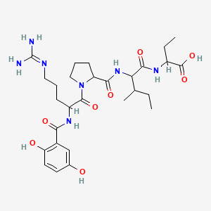 molecular formula C28H43N7O8 B12110693 2-[[2-[[1-[5-(Diaminomethylideneamino)-2-[(2,5-dihydroxybenzoyl)amino]pentanoyl]pyrrolidine-2-carbonyl]amino]-3-methylpentanoyl]amino]butanoic acid 
