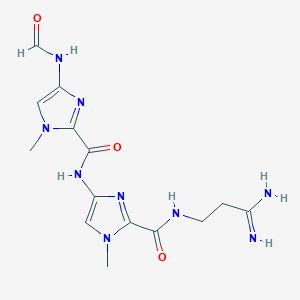 molecular formula C14H19N9O3 B1211077 N-[2-[(3-amino-3-iminopropyl)carbamoyl]-1-methylimidazol-4-yl]-4-formamido-1-methylimidazole-2-carboxamide CAS No. 114139-02-5