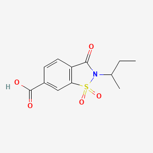 molecular formula C12H13NO5S B12110883 1,2-Benzisothiazole-6-carboxylic acid, 2,3-dihydro-2-(1-methylpropyl)-3-oxo-, 1,1-dioxide CAS No. 1082558-22-2
