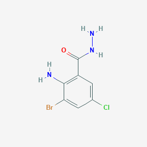 molecular formula C7H7BrClN3O B12110908 2-Amino-3-bromo-5-chlorobenzohydrazide 