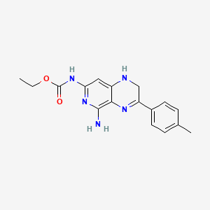 molecular formula C17H19N5O2 B1211094 Carbamic acid, (5-amino-1,2-dihydro-3-(4-methylphenyl)pyrido(3,4-b)pyrazin-7-yl)-, ethyl ester CAS No. 82585-92-0