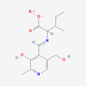molecular formula C14H19KN2O4 B12110970 Potassium 2-({[3-hydroxy-5-(hydroxymethyl)-2-methylpyridin-4-yl]methylidene}amino)-3-methylpentanoate 