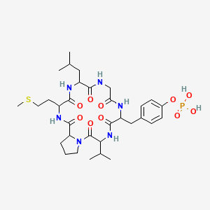 molecular formula C32H49N6O10PS B12110984 Cyclo(-Gly-Tyr(PO3H2)-Val-Pro-Met-Leu) 