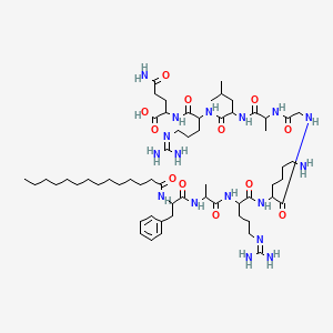 molecular formula C60H105N17O12 B12111132 myristoyl-DL-Phe-DL-Ala-DL-Arg-DL-Lys-Gly-DL-Ala-DL-Leu-DL-Arg-DL-Gln-OH 