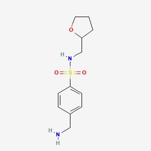 molecular formula C12H18N2O3S B12111210 4-(Aminomethyl)-N-(oxolan-2-ylmethyl)benzene-1-sulfonamide 
