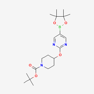 molecular formula C20H32BN3O5 B12111221 tert-Butyl 4-((5-(4,4,5,5-tetramethyl-1,3,2-dioxaborolan-2-yl)pyrimidin-2-yl)oxy)piperidine-1-carboxylate 