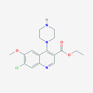 molecular formula C17H20ClN3O3 B12111350 Ethyl 7-chloro-6-methoxy-4-(piperazin-1-yl)quinoline-3-carboxylate 