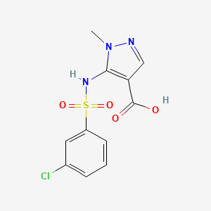 molecular formula C11H10ClN3O4S B12111443 1H-Pyrazole-4-carboxylic acid, 5-[[(3-chlorophenyl)sulfonyl]amino]-1-methyl- CAS No. 1152497-51-2