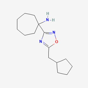 molecular formula C15H25N3O B12111452 1-[5-(Cyclopentylmethyl)-1,2,4-oxadiazol-3-yl]cycloheptan-1-amine 