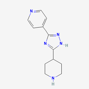 molecular formula C12H15N5 B12111553 4-(5-(piperidin-4-yl)-2H-1,2,4-triazol-3-yl)pyridine 