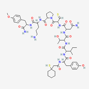 molecular formula C54H79N11O13S2 B12111597 Vasotocin, (beta-mercapto-beta,beta-cyclopentamethylenepropionic acid)-O-methyl-tyr(2)-thr(4)-orn(8)-tyr(9)-NH2 
