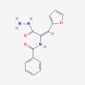 molecular formula C14H13N3O3 B12111650 N-[(E)-1-(furan-2-yl)-3-hydrazinyl-3-oxoprop-1-en-2-yl]benzamide 