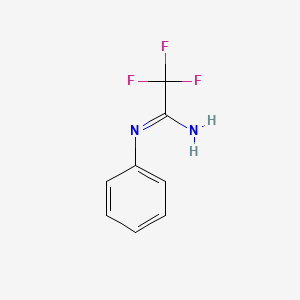 molecular formula C8H7F3N2 B12111663 Ethanimidamide, 2,2,2-trifluoro-N-phenyl- CAS No. 350-93-6