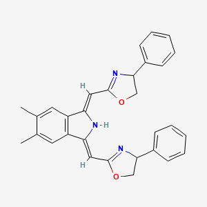 molecular formula C30H27N3O2 B12111674 2-[(Z)-[(3Z)-5,6-dimethyl-3-[(4-phenyl-4,5-dihydro-1,3-oxazol-2-yl)methylidene]isoindol-1-ylidene]methyl]-4-phenyl-4,5-dihydro-1,3-oxazole 