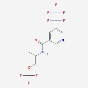 molecular formula C12H10F8N2O2 B12111776 N-(1-Methyl-2-trifluoromethoxy-ethyl)-5-pentafluoroethyl-nicotinamide 
