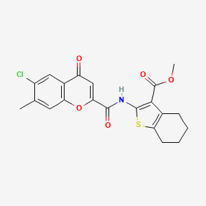 molecular formula C21H18ClNO5S B12111816 methyl 2-{[(6-chloro-7-methyl-4-oxo-4H-chromen-2-yl)carbonyl]amino}-4,5,6,7-tetrahydro-1-benzothiophene-3-carboxylate 