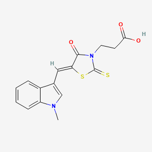molecular formula C16H14N2O3S2 B12111902 3-{(5Z)-5-[(1-methyl-1H-indol-3-yl)methylidene]-4-oxo-2-thioxo-1,3-thiazolidin-3-yl}propanoic acid 