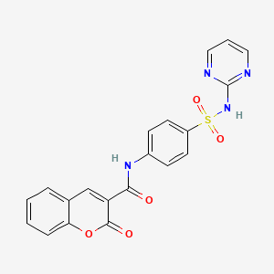 molecular formula C20H14N4O5S B12112116 2-oxo-N-[4-(pyrimidin-2-ylsulfamoyl)phenyl]-2H-chromene-3-carboxamide 