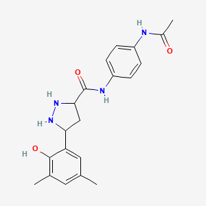 molecular formula C20H24N4O3 B12112117 N-(4-acetamidophenyl)-5-(2-hydroxy-3,5-dimethylphenyl)pyrazolidine-3-carboxamide 