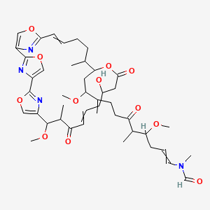 molecular formula C44H60N4O12 B1211216 N-[11-(16-hydroxy-10-methoxy-11,21-dimethyl-12,18-dioxo-3,7,19,27-tetraoxa-29,30,31-triazatetracyclo[24.2.1.12,5.16,9]hentriaconta-1(28),2(31),4,6(30),8,13,24,26(29)-octaen-20-yl)-4,10-dimethoxy-5,9-dimethyl-6-oxoundec-1-enyl]-N-methylformamide 