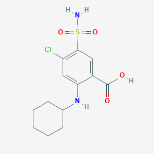 molecular formula C13H17ClN2O4S B12112166 Benzoic acid, 5-(aminosulfonyl)-4-chloro-2-(cyclohexylamino)- CAS No. 4793-39-9