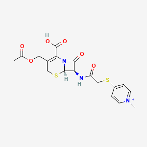 molecular formula C18H20N3O6S2+ B1211219 7-(alpha-(1-Methyl-4-pyridiniothio)acetamido)cephalosporanic acid CAS No. 51159-12-7