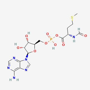 molecular formula C16H23N6O9PS B1211225 [[(2R,3S,4R,5R)-5-(6-aminopurin-9-yl)-3,4-dihydroxyoxolan-2-yl]methoxy-hydroxyphosphoryl] (2S)-2-formamido-4-methylsulfanylbutanoate CAS No. 58682-53-4