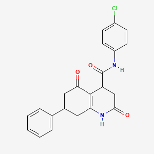molecular formula C22H19ClN2O3 B12112252 N-(4-chlorophenyl)-2,5-dioxo-7-phenyl-1,2,3,4,5,6,7,8-octahydroquinoline-4-carboxamide 