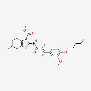 molecular formula C26H33NO5S B12112333 methyl 2-({(2E)-3-[3-methoxy-4-(pentyloxy)phenyl]prop-2-enoyl}amino)-6-methyl-4,5,6,7-tetrahydro-1-benzothiophene-3-carboxylate 