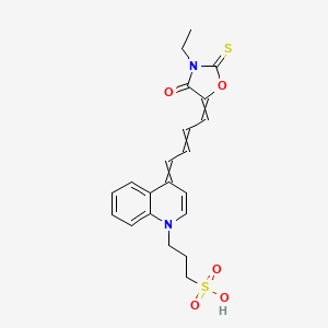 molecular formula C21H22N2O5S2 B1211236 3-[4-[4-(3-Ethyl-4-oxo-2-sulfanylidene-1,3-oxazolidin-5-ylidene)but-2-enylidene]quinolin-1-yl]propane-1-sulfonic acid 