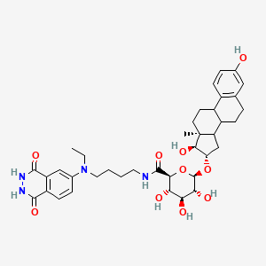 molecular formula C38H50N4O10 B1211240 (2S,3S,4S,5R,6R)-6-[[(13S,16S,17S)-3,17-dihydroxy-13-methyl-6,7,8,9,11,12,14,15,16,17-decahydrocyclopenta[a]phenanthren-16-yl]oxy]-N-[4-[(1,4-dioxo-2,3-dihydrophthalazin-6-yl)-ethylamino]butyl]-3,4,5-trihydroxyoxane-2-carboxamide CAS No. 76648-58-3