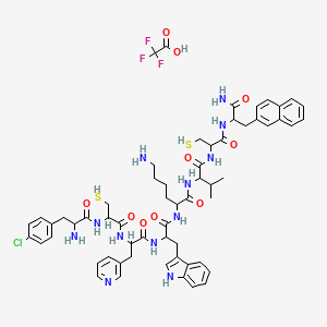 molecular formula C60H72ClF3N12O10S2 B12112478 H-DL-Phe(4-Cl)-DL-Cys-DL-3Pal-DL-Trp-DL-Lys-DL-Val-DL-Cys-DL-2Nal-NH2.TFA 