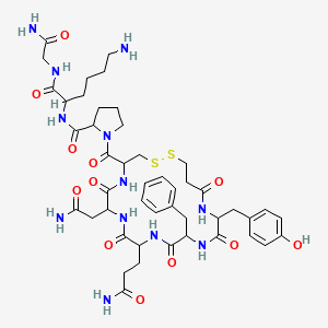 molecular formula C46H64N12O12S2 B12112484 3-Mercaptopropionyl-Tyr-Phe-Gln-Asn-Cys-Pro-Lys-Gly-Nh2, (Disulfide Bond) 