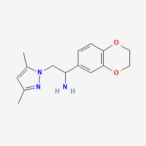molecular formula C15H19N3O2 B12112500 1H-Pyrazole-1-ethanamine, alpha-(2,3-dihydro-1,4-benzodioxin-6-yl)-3,5-dimethyl- CAS No. 956189-59-6