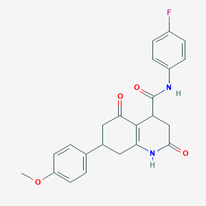 molecular formula C23H21FN2O4 B12112506 N-(4-fluorophenyl)-7-(4-methoxyphenyl)-2,5-dioxo-1,2,3,4,5,6,7,8-octahydroquinoline-4-carboxamide 
