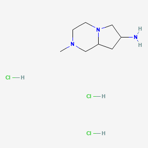 molecular formula C8H20Cl3N3 B12112689 2-methyl-3,4,6,7,8,8a-hexahydro-1H-pyrrolo[1,2-a]pyrazin-7-amine;trihydrochloride 