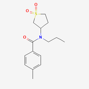 molecular formula C15H21NO3S B12112748 N-(1,1-dioxidotetrahydrothiophen-3-yl)-4-methyl-N-propylbenzamide 
